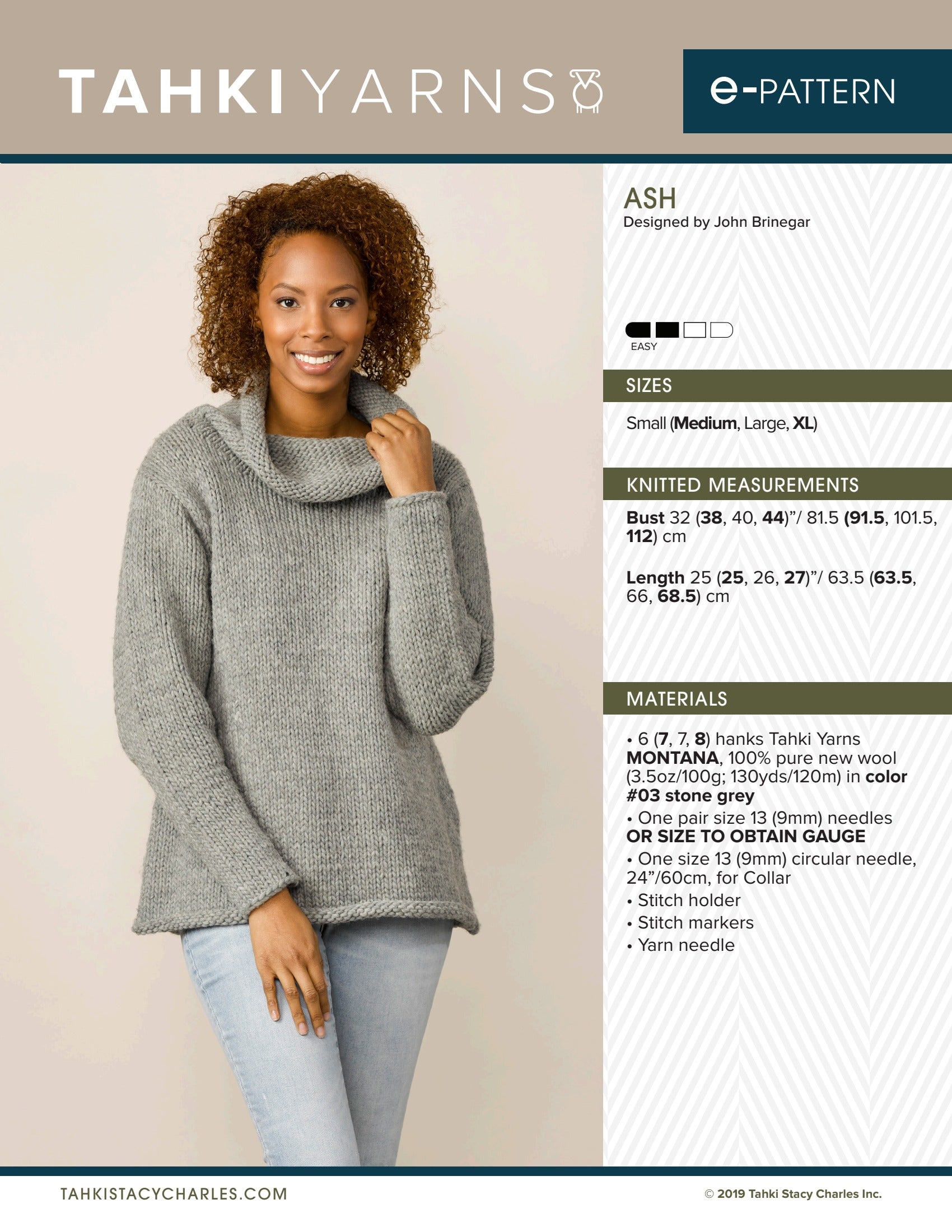 Tahki Yarns Ash Knitting Pattern