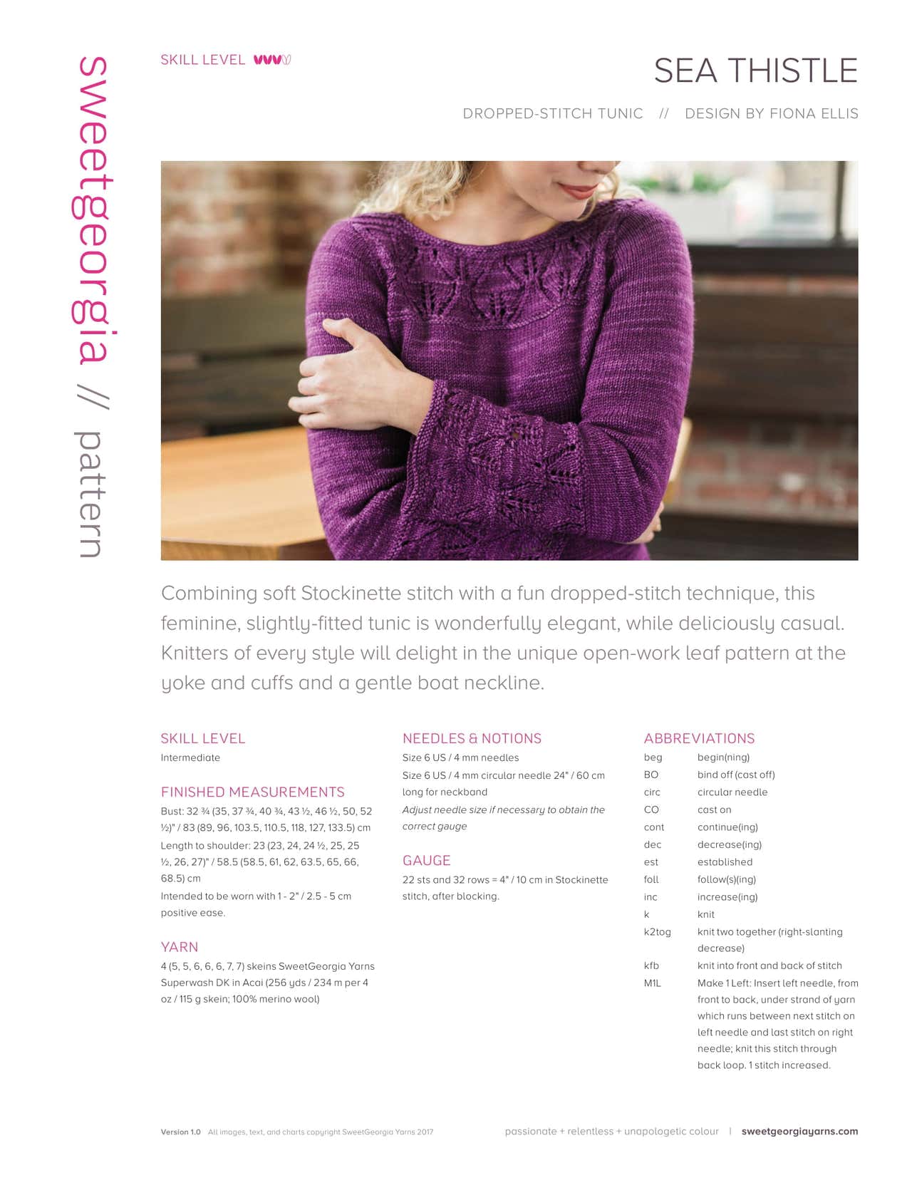 SweetGeorgia Sea Thistle Jumper Knitting Pattern