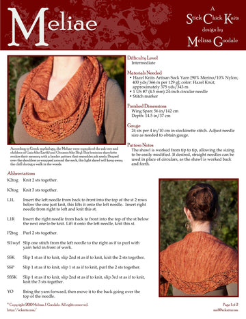 Stick Chick Knits Meliae Wrap Knitting Pattern