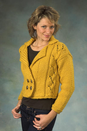 Double Breasted Cropped Cardigan in Plymouth Yarn De Aire - 2256 - PDF