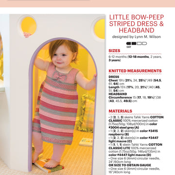 Tahki Yarns Little Bow-Peep Striped Dress & Headband PDF