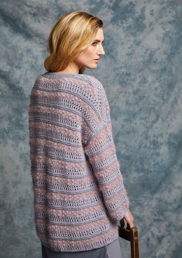 Taro Cardigan in Rowan Creative Linen, Fine Lace & Kidsilk Haze