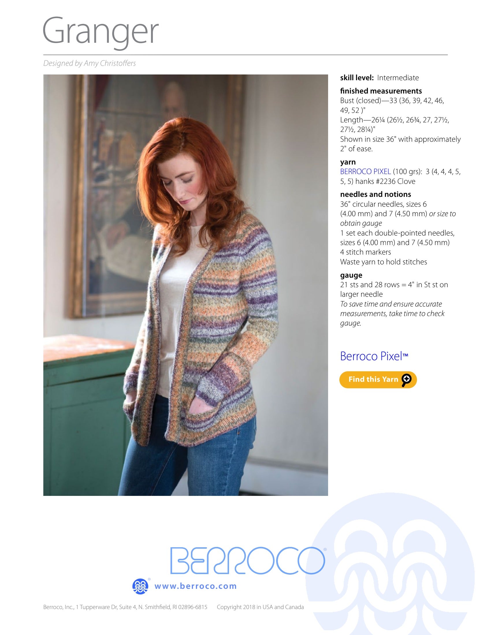 Berroco Granger Cardigan Knitting Pattern