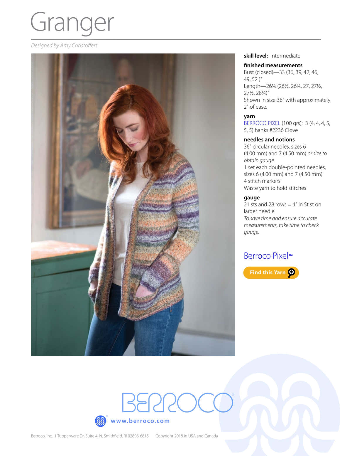 Berroco Granger Cardigan Knitting Pattern