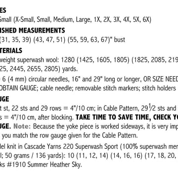 Sideways Cabled Yoke Pullover #192