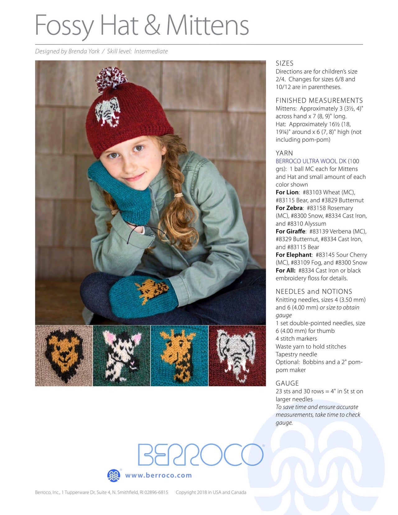 Berroco Fossy Hat & Mittens PDF