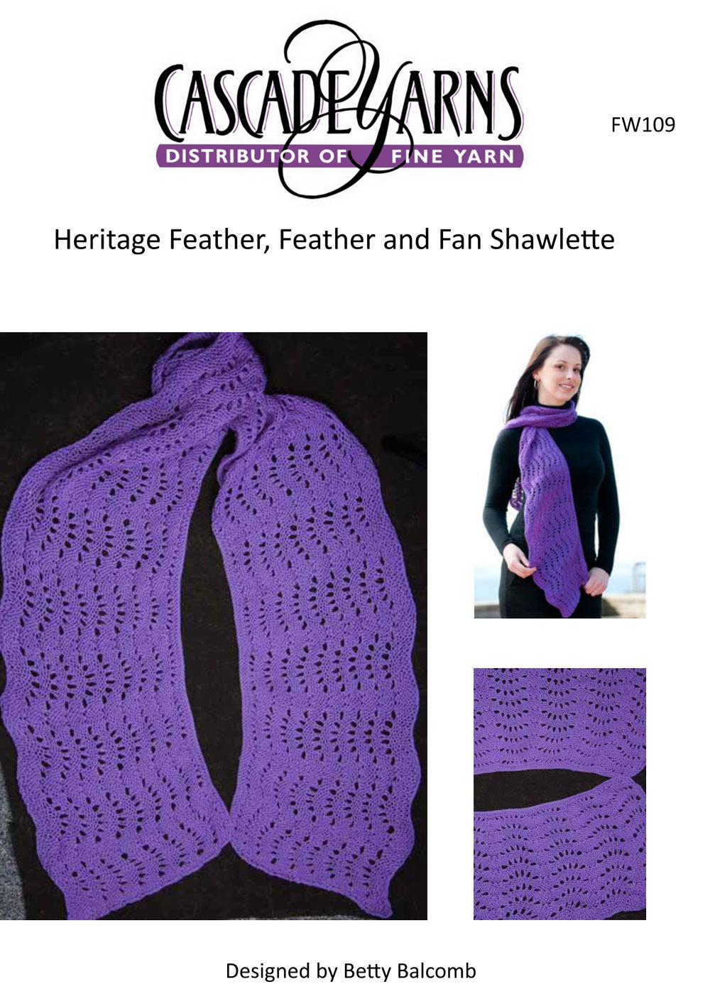 Feather, Feather and Fan Shawlette in Cascade Heritage - Free