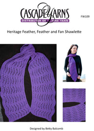 Feather, Feather and Fan Shawlette in Cascade Heritage - Free
