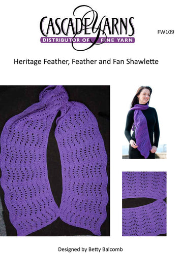 Feather, Feather and Fan Shawlette in Cascade Heritage - Free