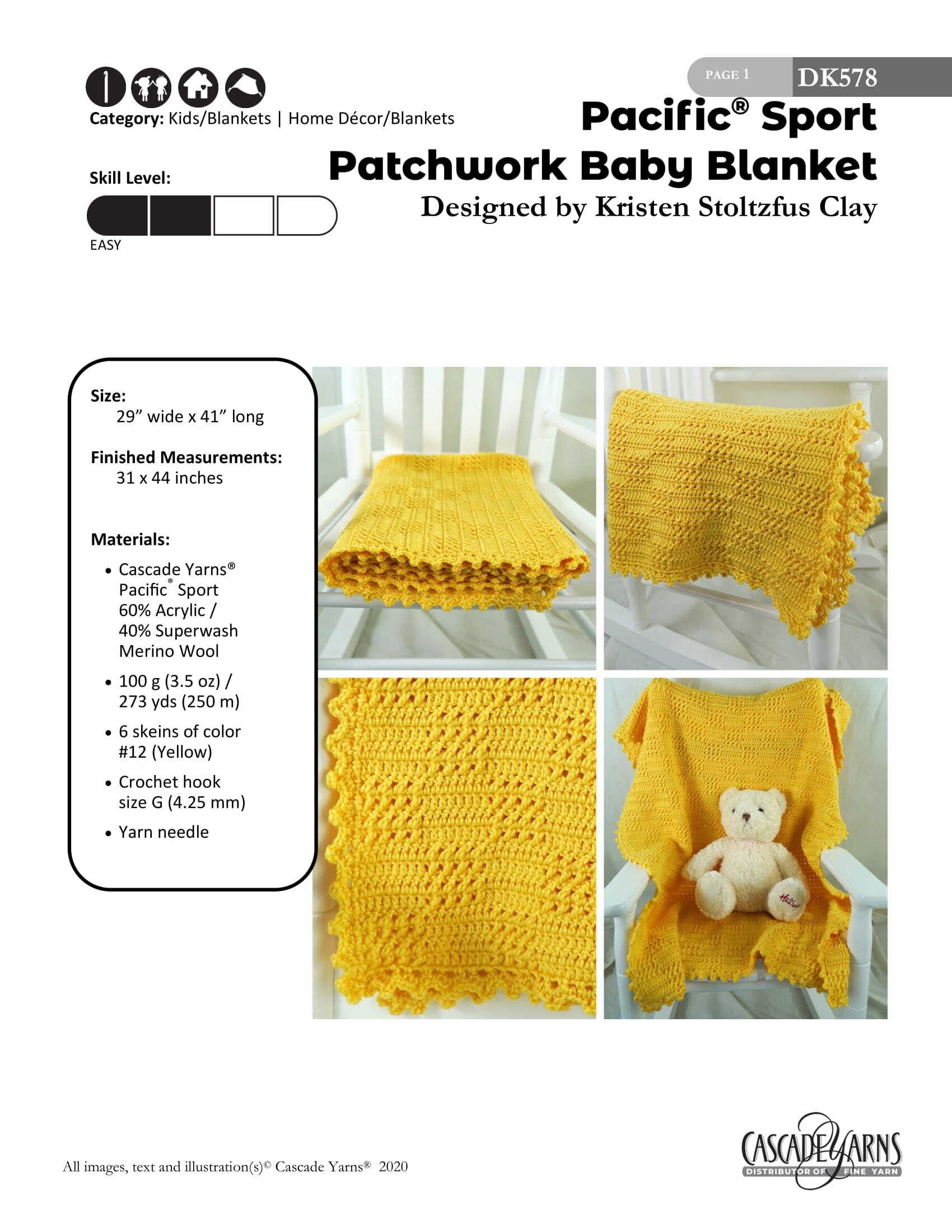 Cascade Yarns DK Patchwork Baby Blanket Crochet Pattern