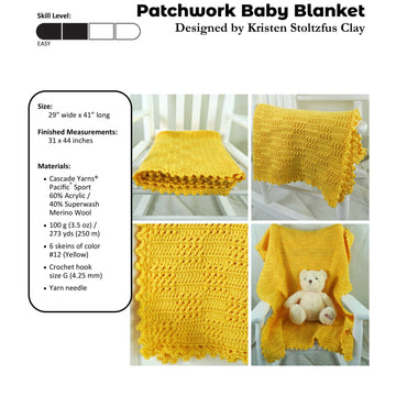 Cascade Yarns DK Patchwork Baby Blanket Crochet Pattern