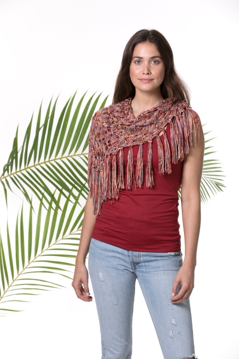 Tahki Yarns Fire Island Fringed Shawl/Bandana Knitting