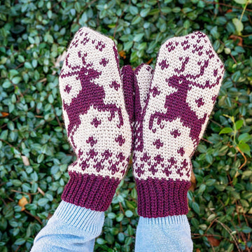 Fair Isle Deer Mittens
