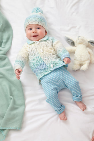 Babies Jacket, Sweater, Cardigan & Hat in King Cole Cutie Pie DK - P6033 - Leaflet