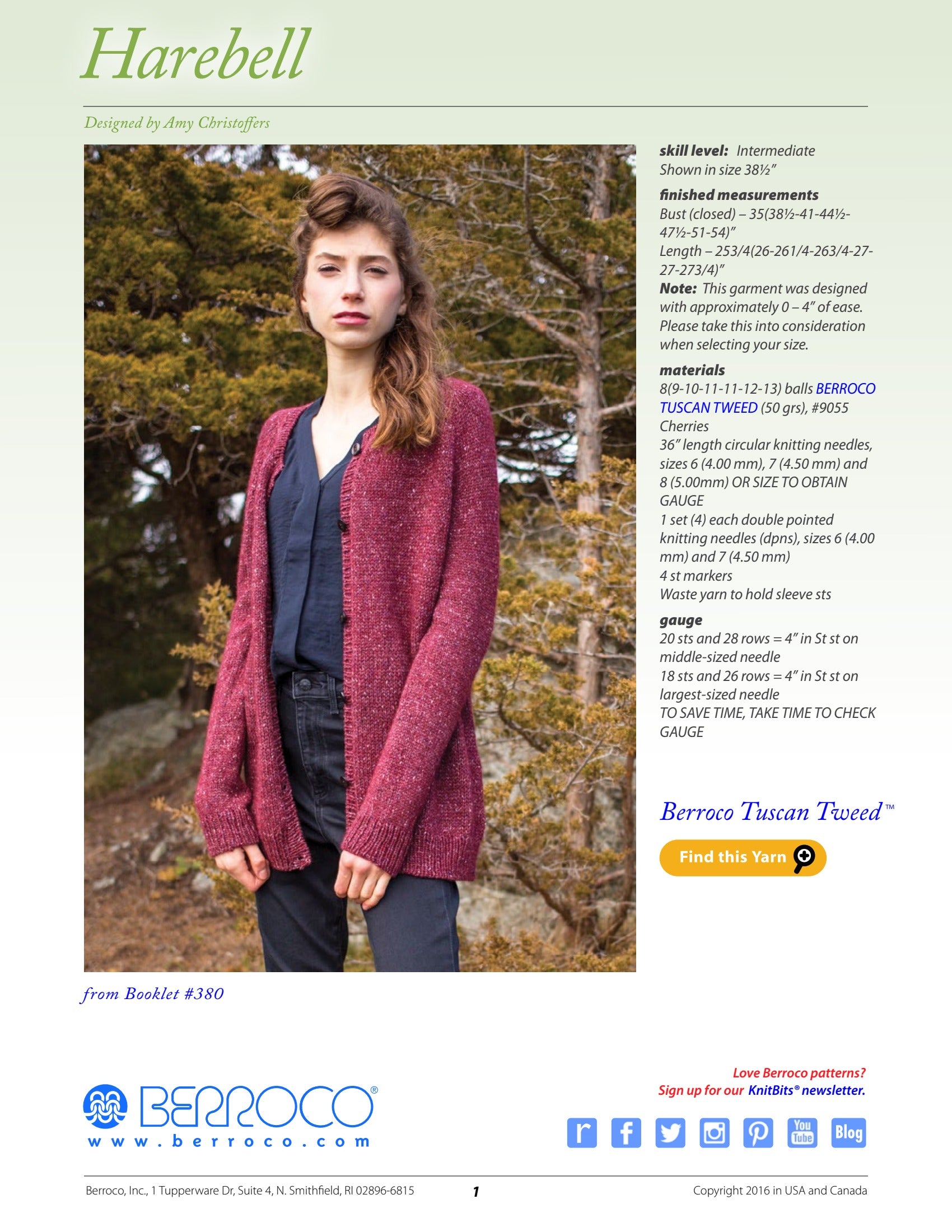 Berroco Harebell Cardigan Knitting Pattern