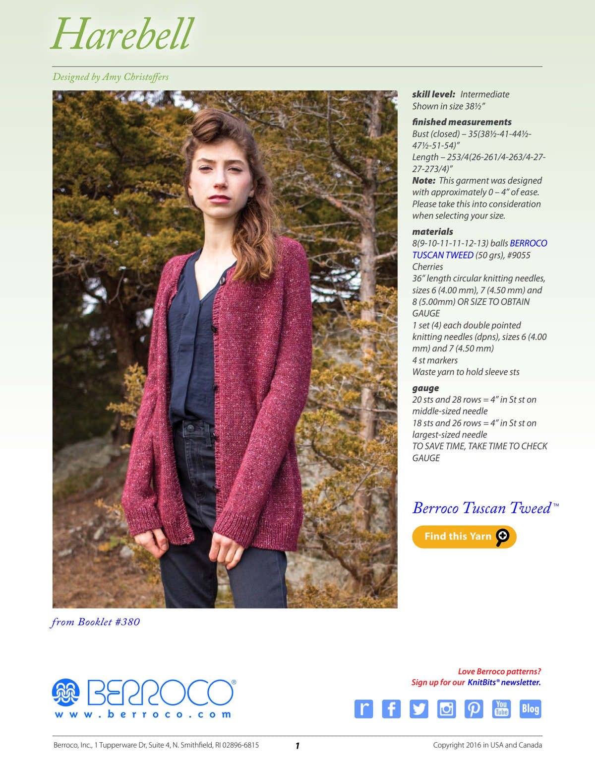 Berroco Harebell Cardigan Knitting Pattern