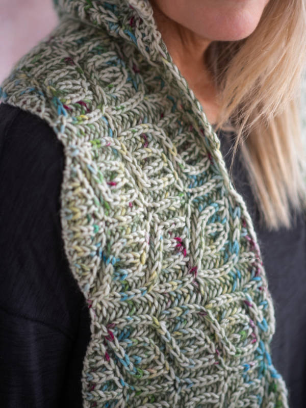 Wintergreen Hooded Scarf in Berroco Ultra Wool Handpaint & Berroco Aerial