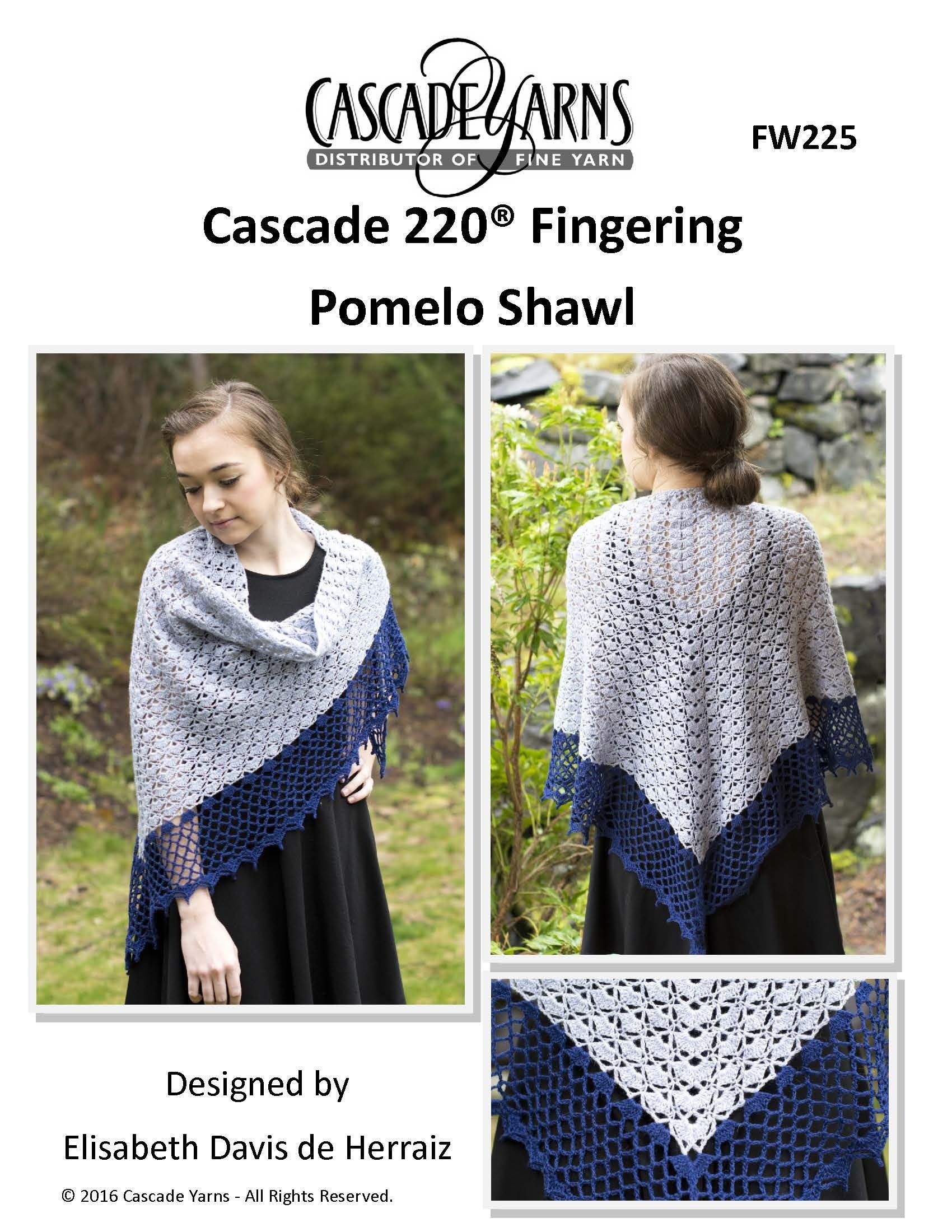 Cascade Yarns W Pomelo Shawl Wrap Knitting Pattern