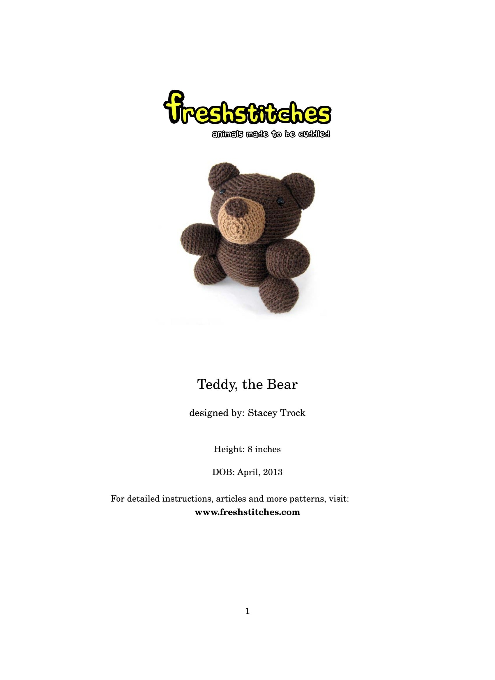 FreshStitches Teddy the Bear Toy Crochet Pattern