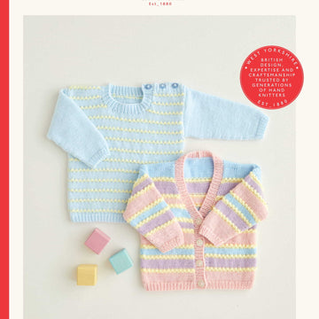 Sirdar Rainbow Stripe Cardigan & Pullover Knitting Pattern