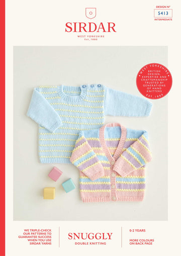 Sirdar Rainbow Stripe Cardigan & Pullover Knitting Pattern