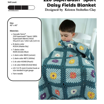 Daisy Fields Blanket in Cascade Yarns 220 Superwash Sport - Free