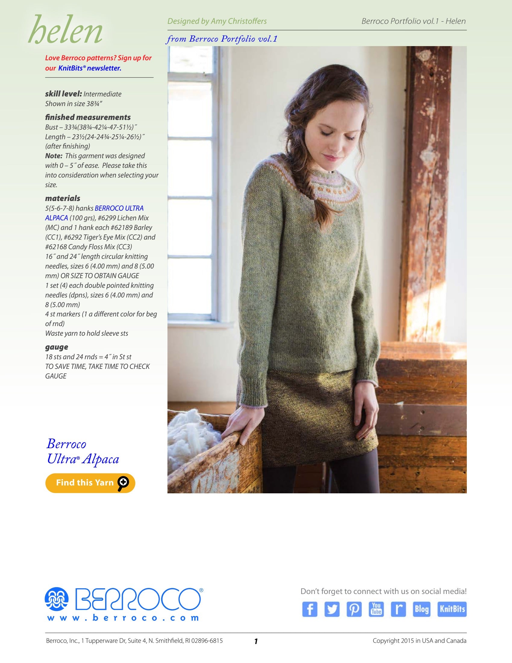 Berroco Helen- Portfolio Jumper Knitting Pattern