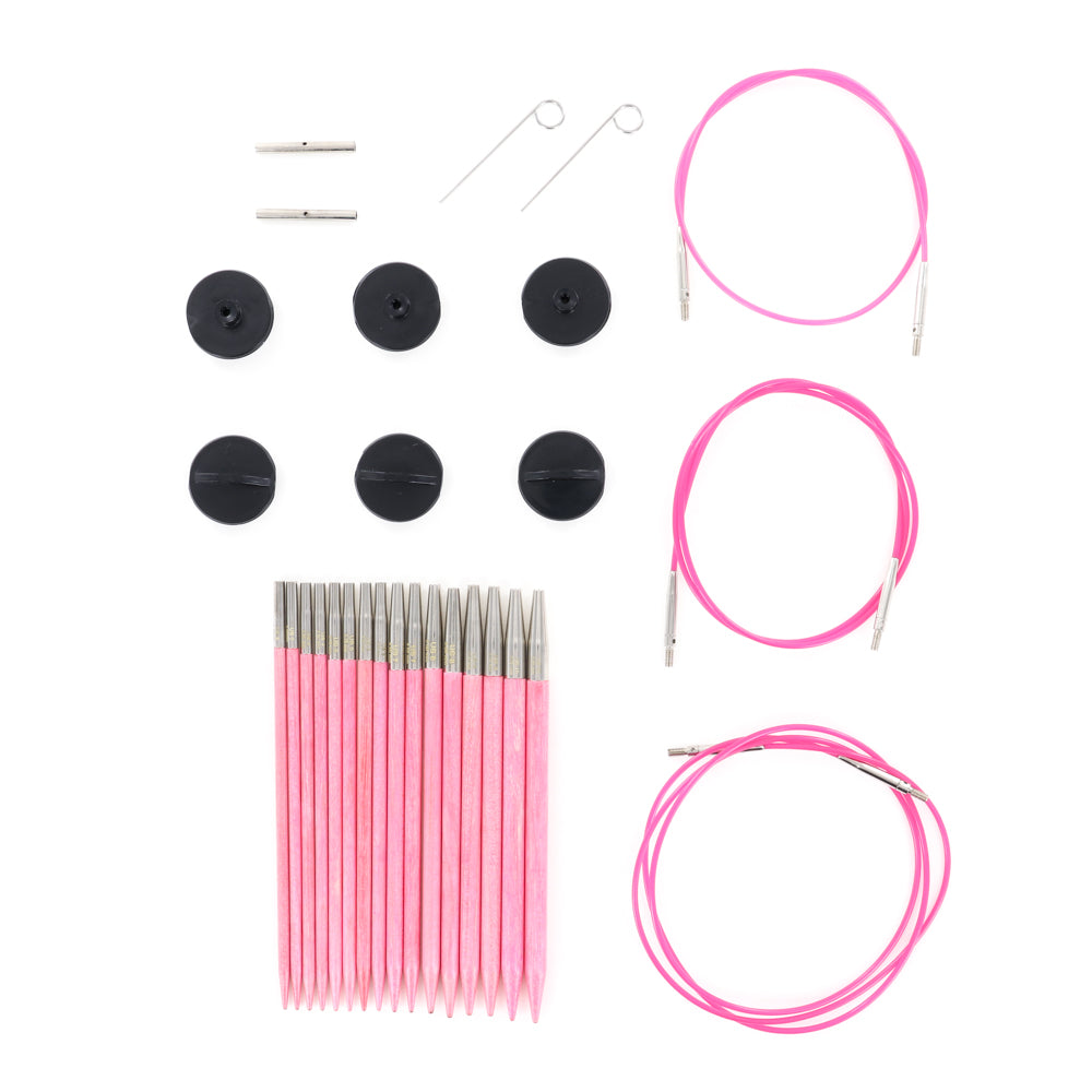 Lykke Blush 5" Interchangeable Needles Starter Set in Fuchsia Color