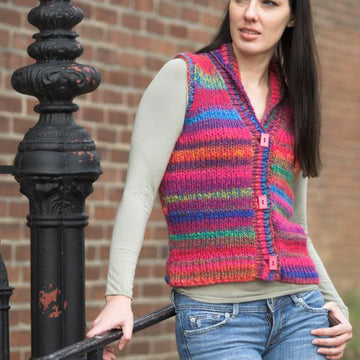 Woman’s Shawl Collar Vest in Plymouth Yarn Bazinga - 2106 - PDF