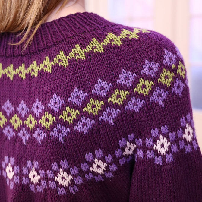 Plymouth Yarn Top Down Yoke Pullover Jumper Knitting Pattern
