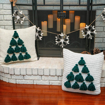 Tree Tassel Knit & Crochet Pillow