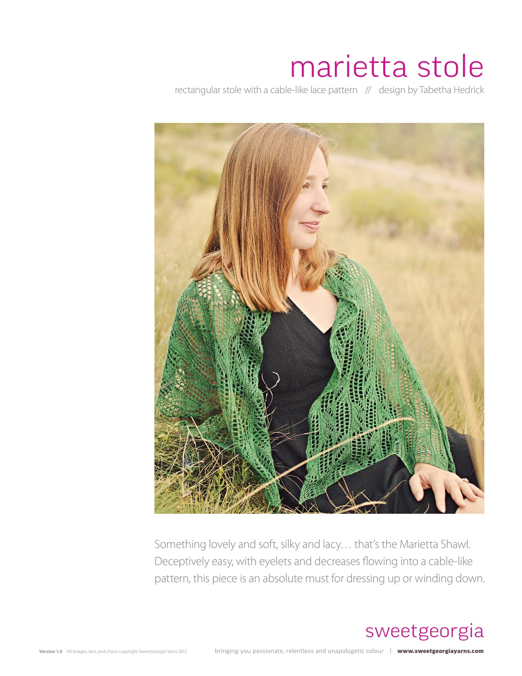 SweetGeorgia Marietta Stole Wrap Knitting Pattern