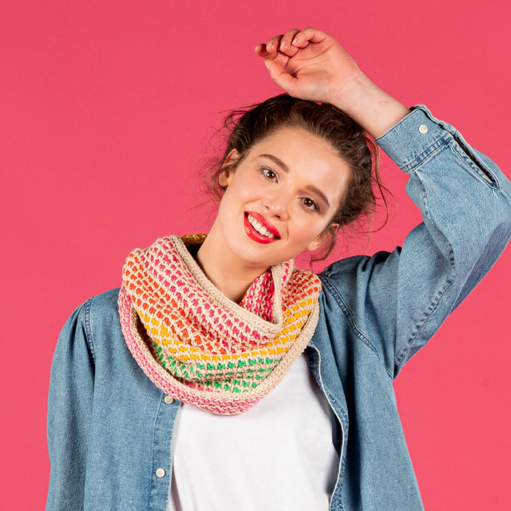Paintbox Yarns On the Tiles Cowl Crochet Pattern