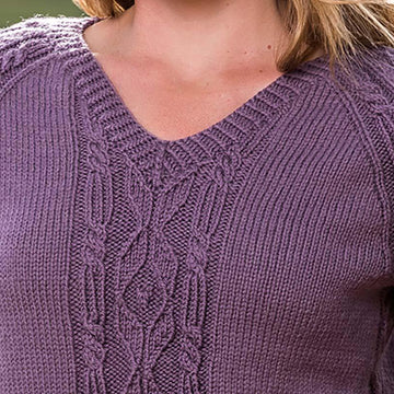 Top-Down Cable and Diamond Pullover #189