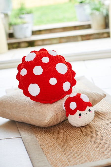 Toadstool Plushie and Cushion in Stylecraft Chenille Chunky - 10244