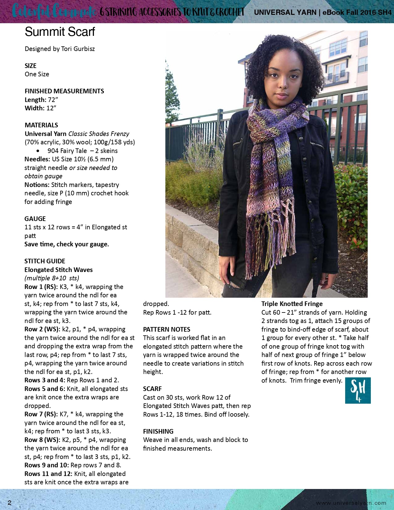 Universal Yarn Summit Scarf Knitting Pattern