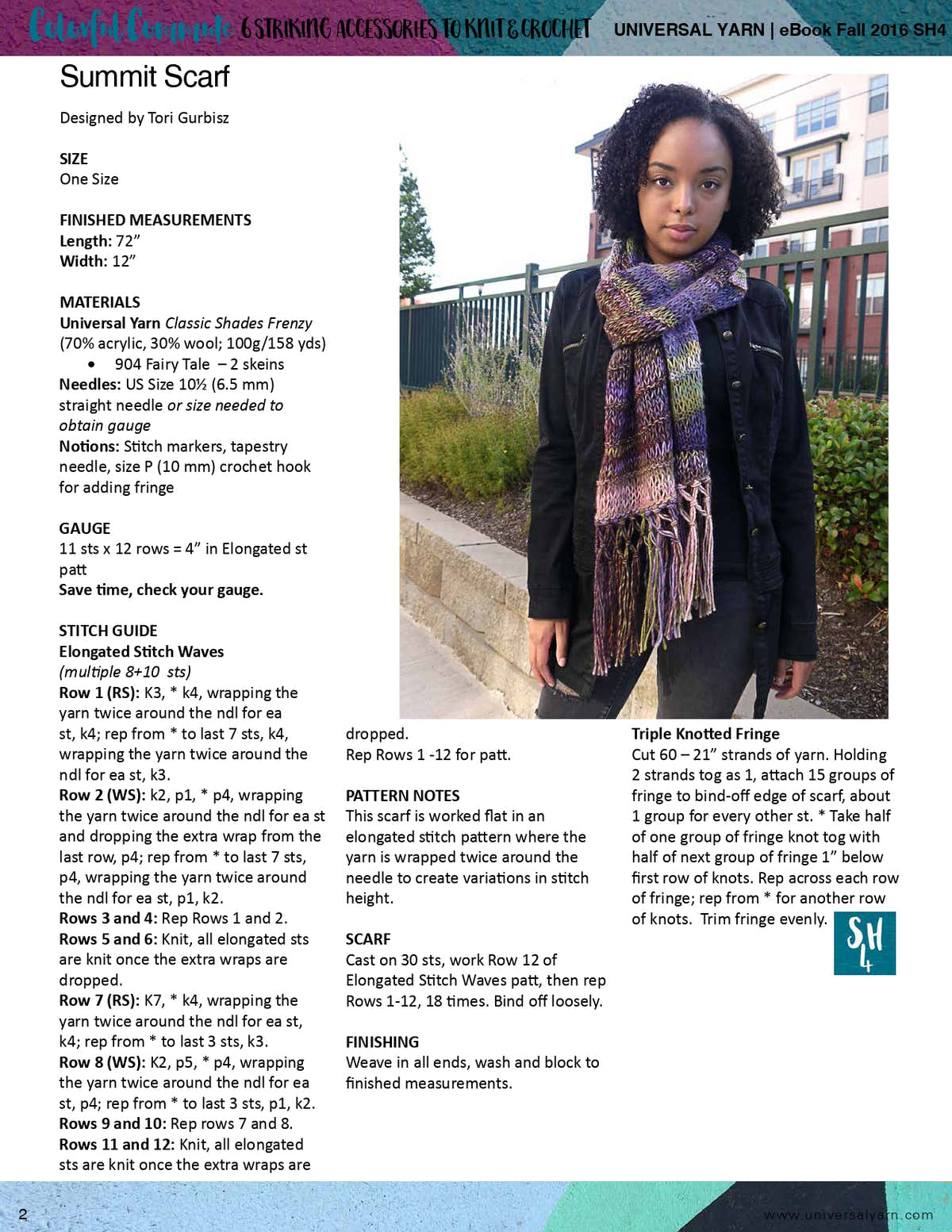 Universal Yarn Summit Scarf Knitting Pattern