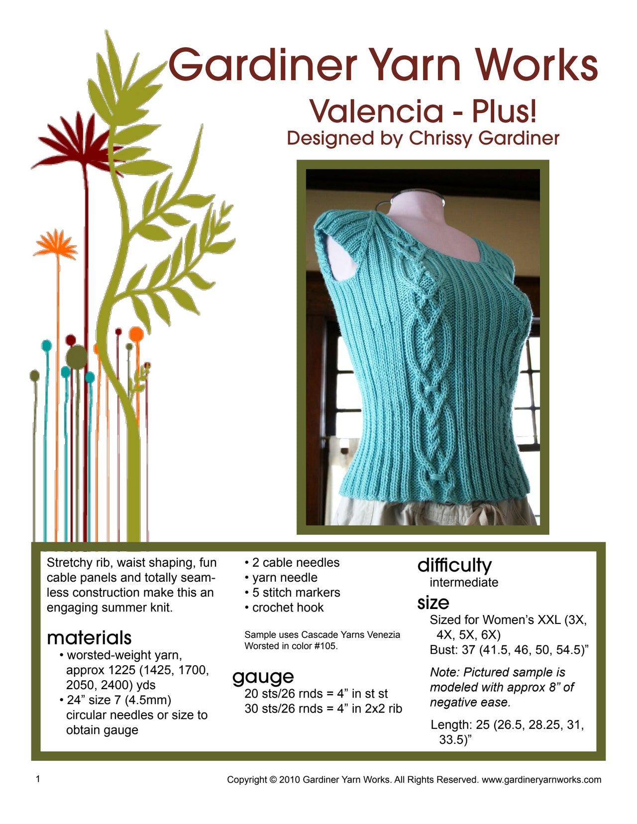 Gardiner Yarn Works Valencia Jumper Knitting Pattern