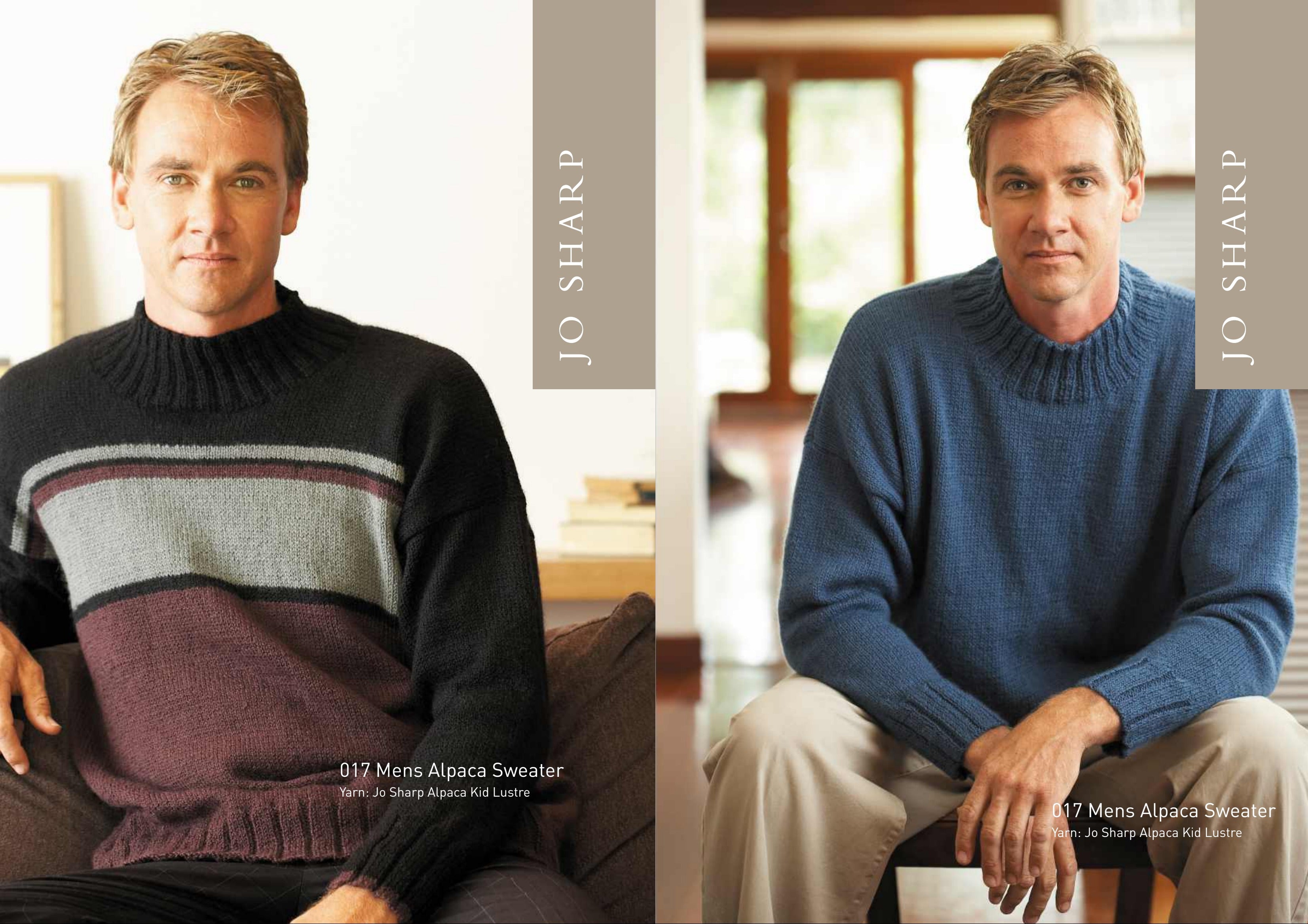 Jo Sharp Men's Alpaca Sweater Jumper Knitting Pattern