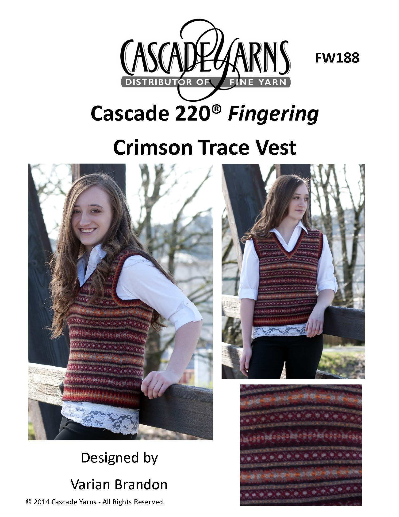 Cascade Yarns FW Crimson Trace Vest Knitting Pattern