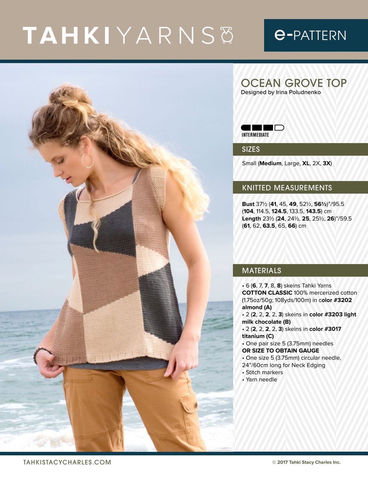 Tahki Yarns Ocean Grove Top Knitting Pattern