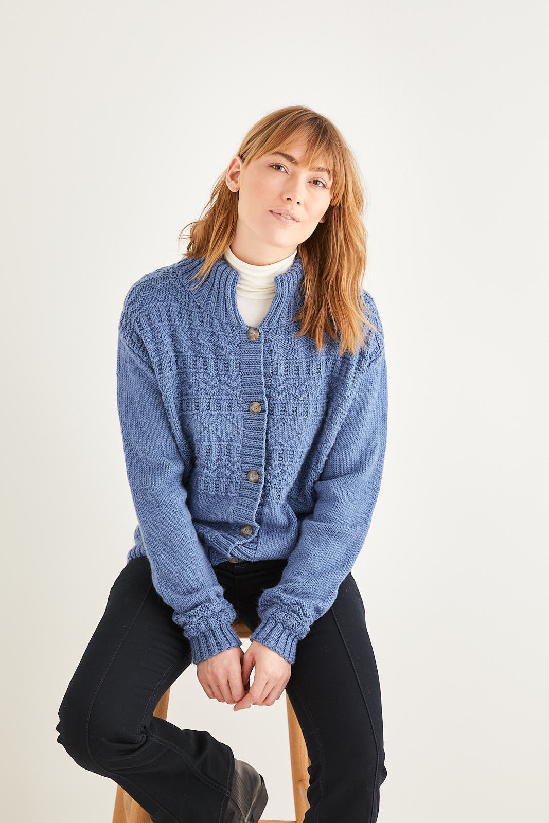 Sirdar High Neck Cardigan Knitting Pattern