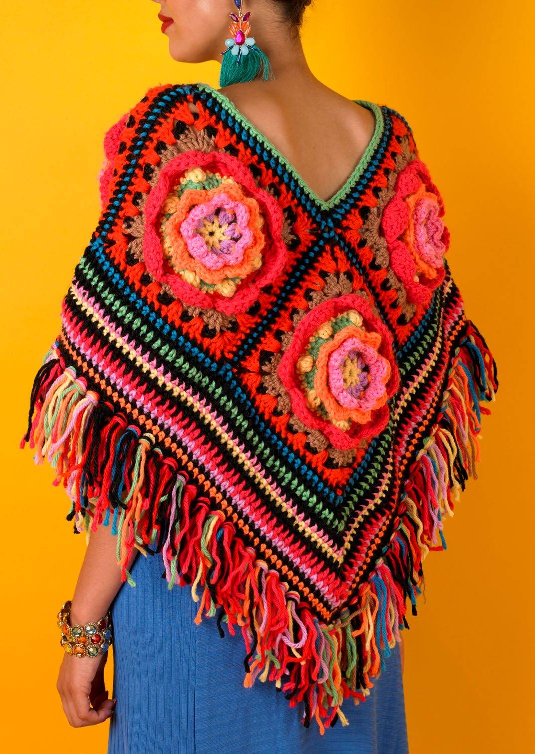 Paintbox Yarns Flower Patch Poncho Crochet Pattern