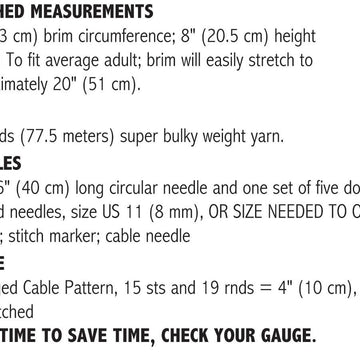 Ridged Cable Hat #709