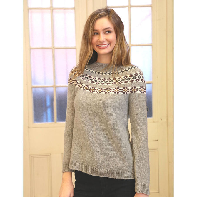 Plymouth Yarn Top Down Yoke Pullover Jumper Knitting Pattern