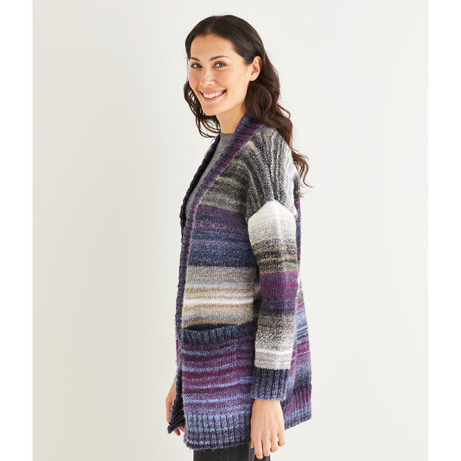 Sirdar Wide Rib Longline Cardigan Knitting Pattern