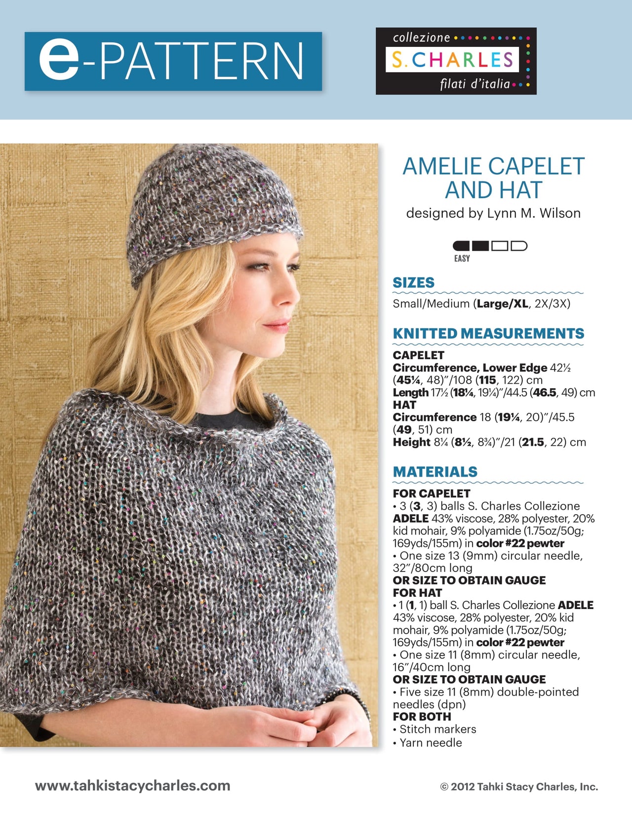Stacy Charles Fine Yarns Amelie Capelet and Hat Knitting