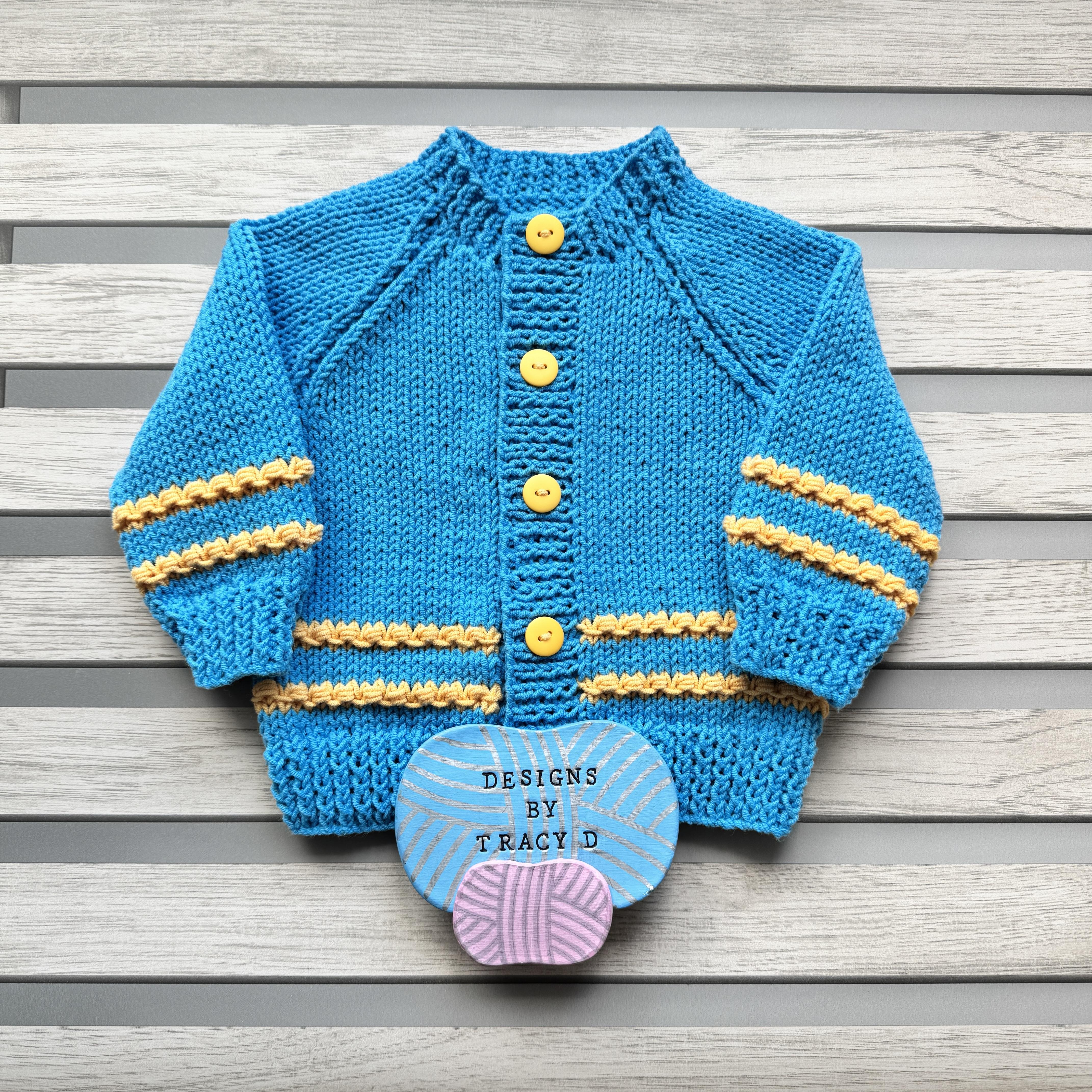 Jax Baby cardigan knitting pattern 0-9/12mths approx