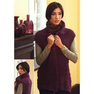 Plymouth Yarn 2695 Zig-Zag Shawl Collar Vest Knitting