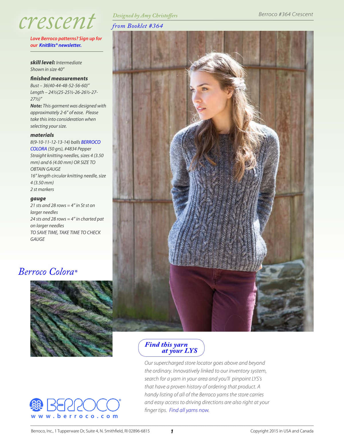 Berroco Crescent Jumper Knitting Pattern